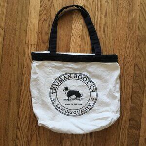 Truman Boot Co Cream & Black Border Collie Dog Canvas Tote Bag